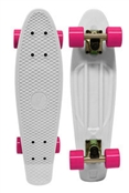 Paradise Cruiser Skateboard Translucent White with pink wheels 5.75